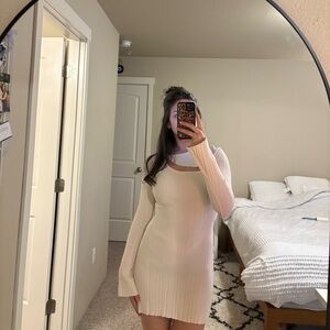 Elegant Cream Knit Dress
